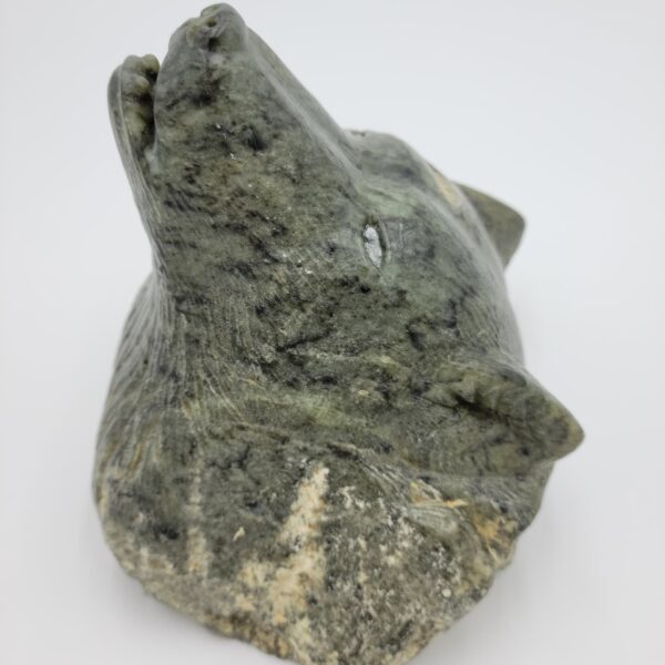 Indian Soapstone Wolf 'Howling at the Moon' 5L x 4.5W x 5H (4.2 LB)