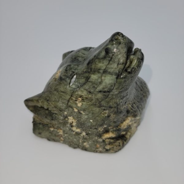 Indian Soapstone Wolf 'Howling at the Moon' 5L x 4.5W x 5H (4.2 LB) 4